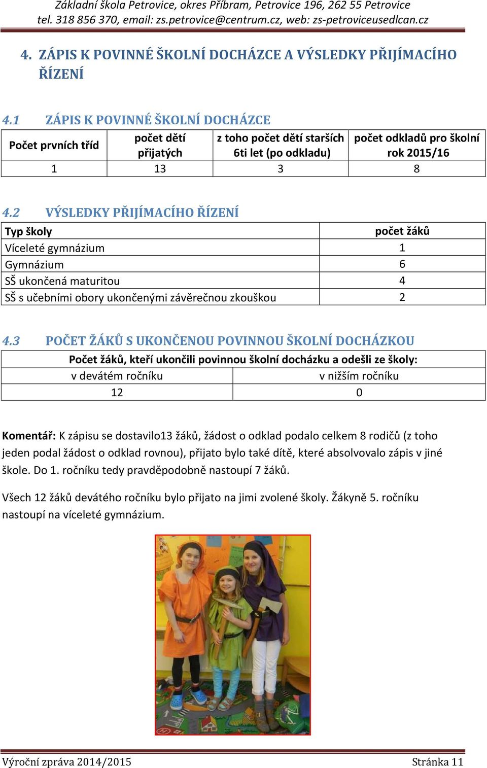 2 VÝSLEDKY PŘIJÍMACÍHO ŘÍZENÍ Typ školy počet žáků Víceleté gymnázium 1 Gymnázium 6 SŠ ukončená maturitou 4 SŠ s učebními obory ukončenými závěrečnou zkouškou 2 4.