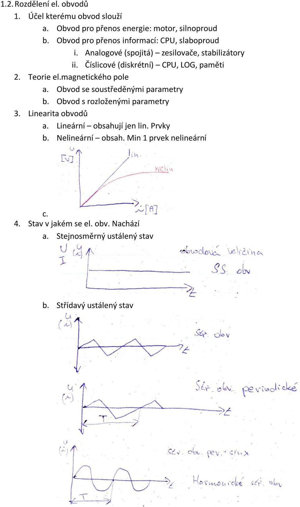 Číslicové (diskrétní) CPU, LOG, paměti 2. Teorie el.magnetického pole a. Obvod se soustředěnými parametry b.