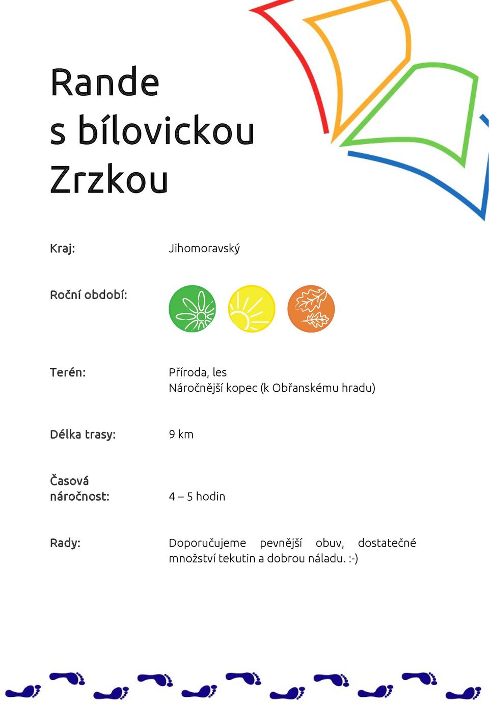 Délka trasy: 9 km Časová náročnost: 4 5 hodin Rady: