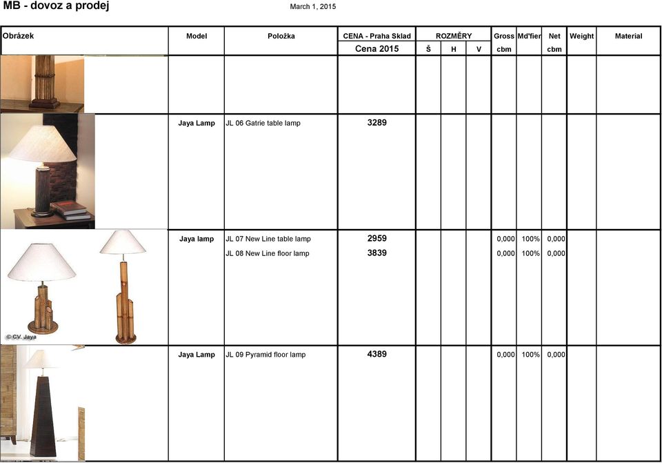 08 New Line floor lamp 3839 0,000 100% 0,000 Jaya