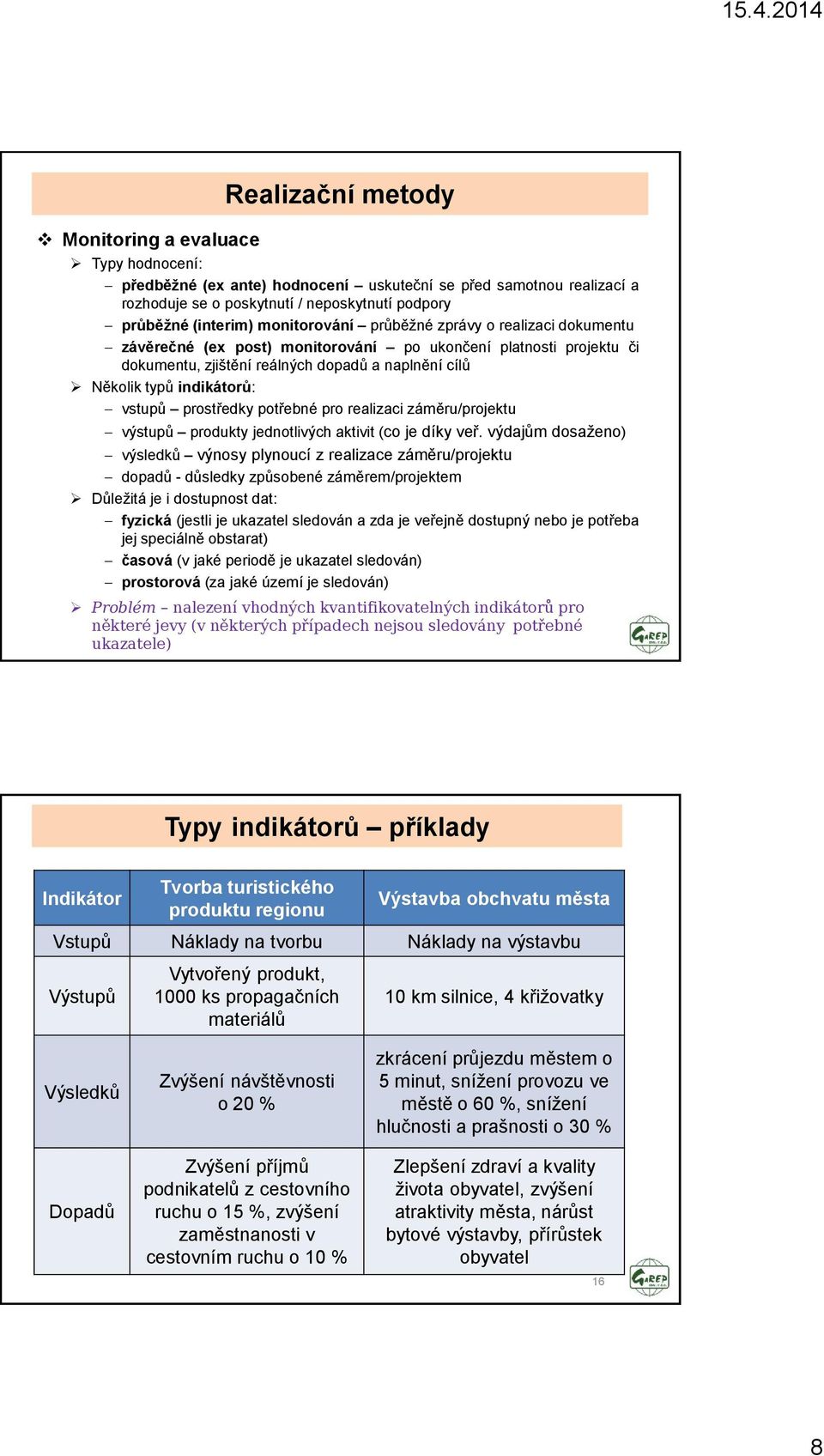 vstupů prostředky potřebné pro realizaci záměru/projektu výstupů produkty jednotlivých aktivit (co je díky veř.