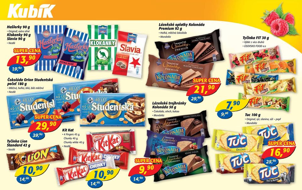 s Nestlé 13, 19, Čokoláda Orion Studentská pečeť 180 g 21, Mléčná, hořká, bílá, bílá mléčná Nestlé Lázeňské trojhránky Kolonáda 50 g