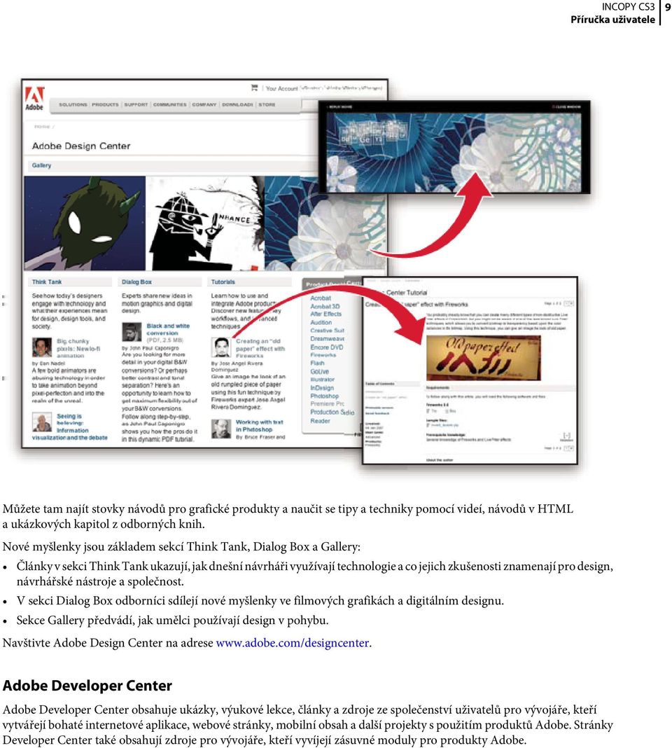 návrhářské nástroje a společnost. V sekci Dialog Box odborníci sdílejí nové myšlenky ve filmových grafikách a digitálním designu. Sekce Gallery předvádí, jak umělci používají design v pohybu.