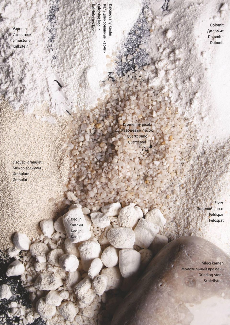 Quartz sand Quarzsand Lisovací granulát Микро гранулы Granulate Granulat Kaolin Каолин Kaolin