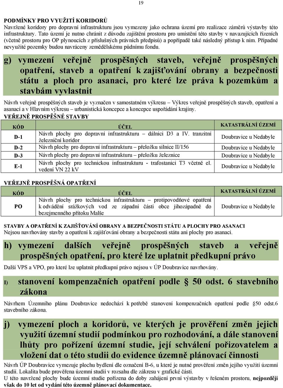 přístup k nim. Případné nevyužité pozemky budou navráceny zemědělskému půdnímu fondu.