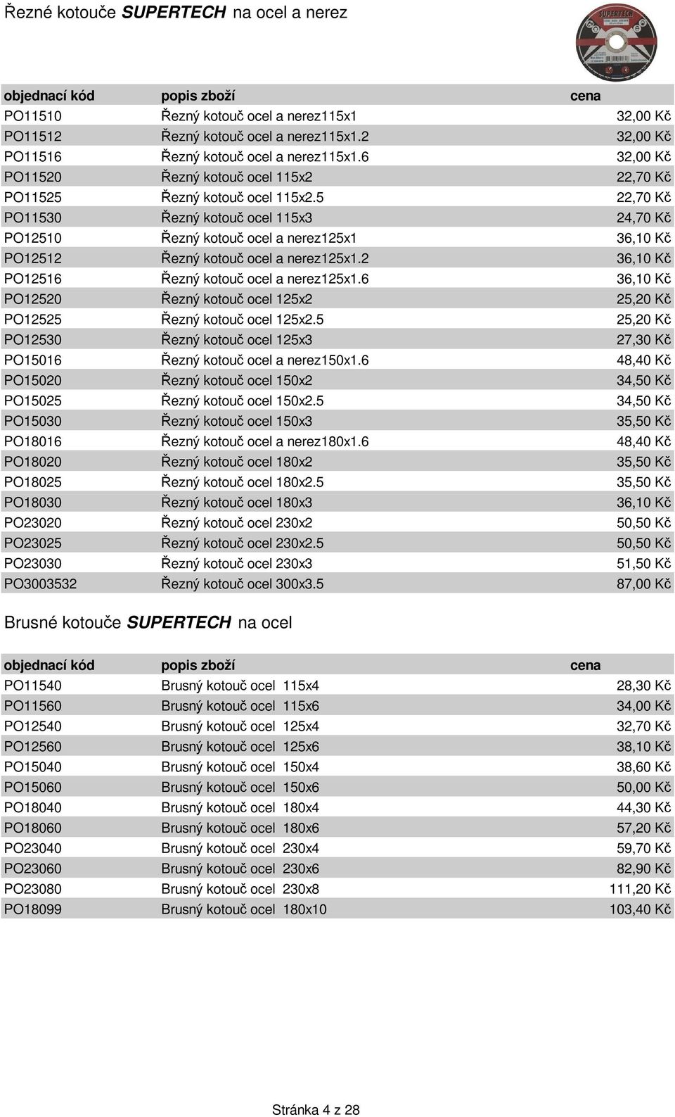 5 22,70 K PO11530 ezný kotou ocel 115x3 24,70 K PO12510 ezný kotou ocel a nerez125x1 36,10 K PO12512 ezný kotou ocel a nerez125x1.2 36,10 K PO12516 ezný kotou ocel a nerez125x1.