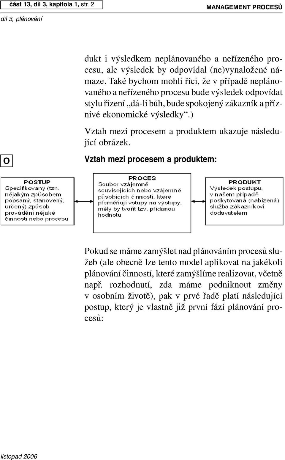 ) Vztah mezi procesem a produktem ukazuje následující obrázek.