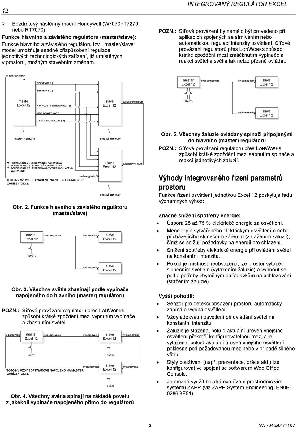 : Síťové provázení by nemělo být provedeno při aplikacích spojených se stmíváním nebo automatickou regulací intenzity osvětlení.