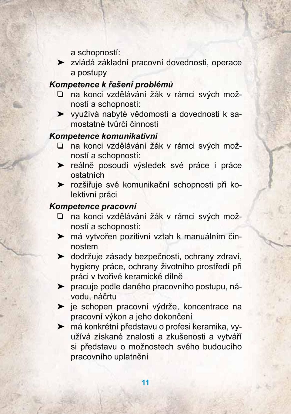 schopnosti při kolektivní práci Kompetence pracovní na konci vzdělávání žák v rámci svých možností a schopností: má vytvořen pozitivní vztah k manuálním činnostem dodržuje zásady bezpečnosti, ochrany