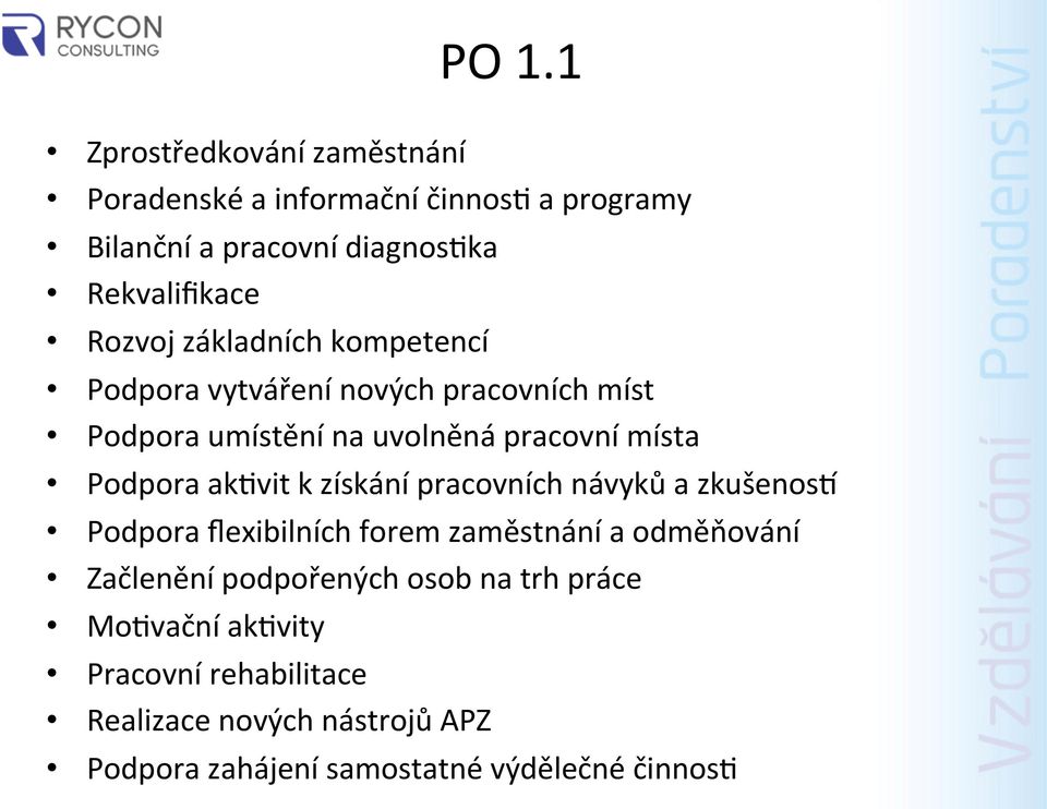 ak4vit k získání pracovních návyků a zkušenosi Podpora flexibilních forem zaměstnání a odměňování Začlenění podpořených