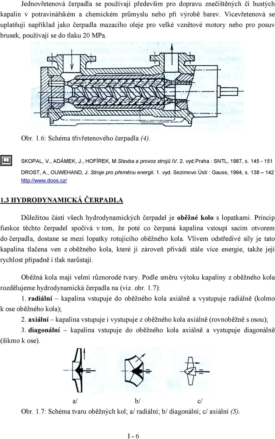 , ADÁMEK, J., HOFÍREK, M Staba a prooz strojů I. 2. yd.praha : SNTL, 1987, s. 145-151 DROST, A., OUWEHAND, J. Stroje pro přeměnu energií. 1. yd. Sezimoo Ústí : Gause, 1994, s. 138 142 http://www.doos.