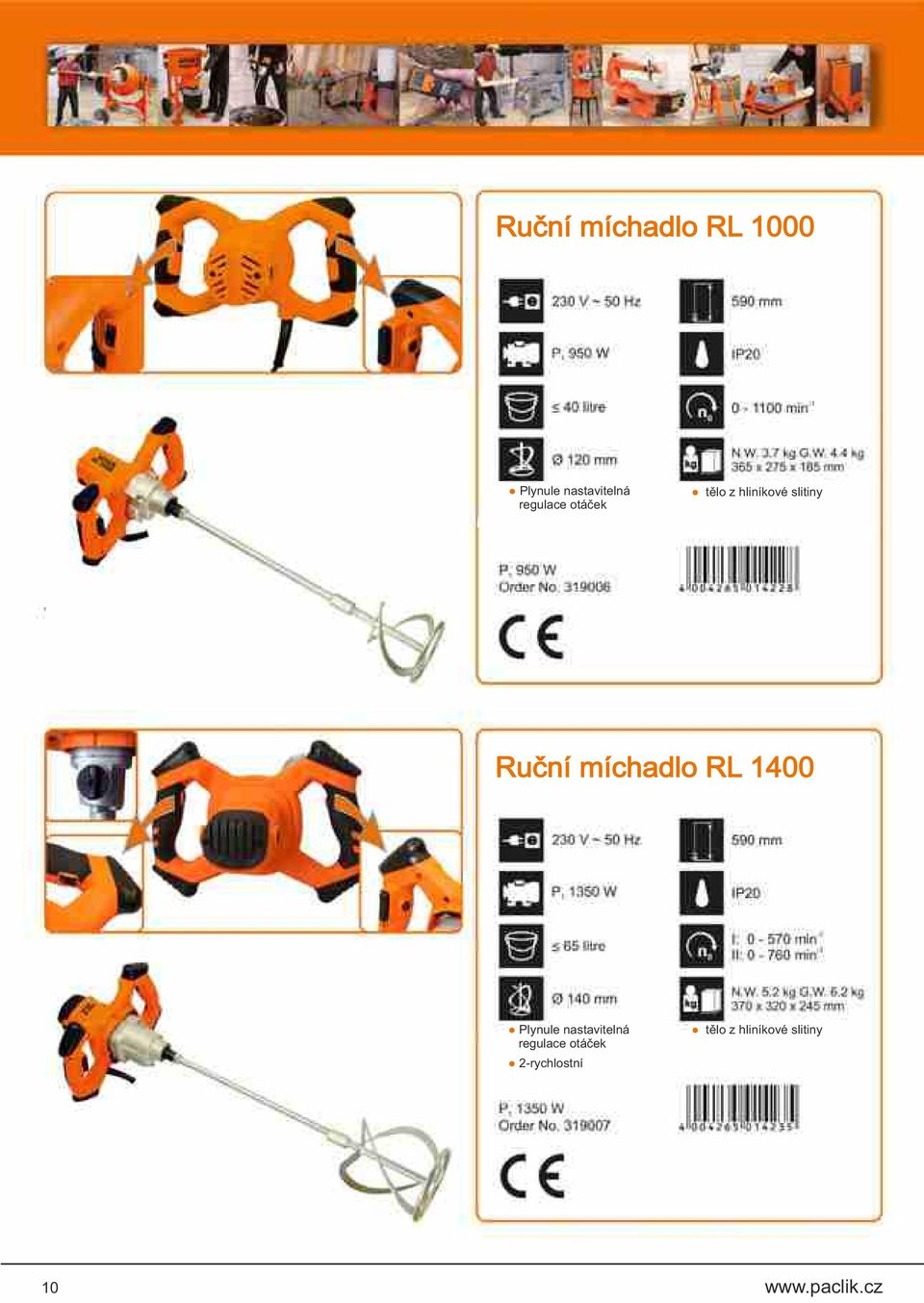 míchadlo RL 1400 Plynule nastavitelná regulace