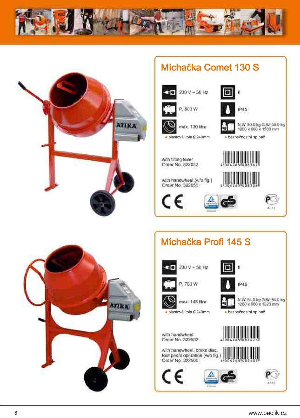 Míchačka Profi 145 S plastová kola