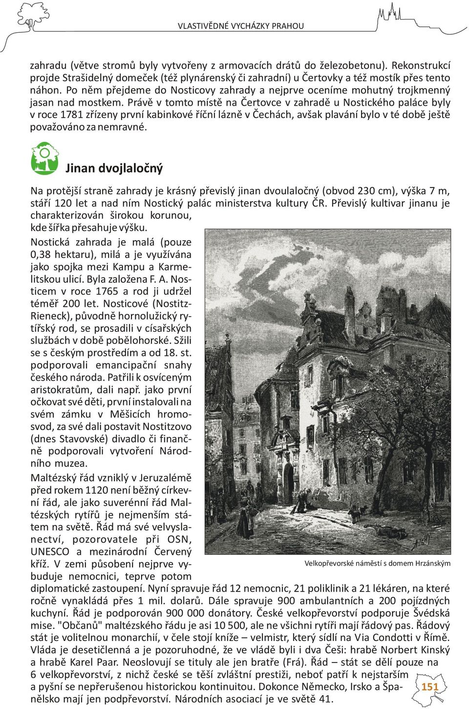 Právì v tomto místì na Èertovce v zahradì u Nostického paláce byly v roce 1781 zøízeny první kabinkové øíèní láznì v Èechách, avšak plavání bylo v té dobì ještì považováno za nemravné.