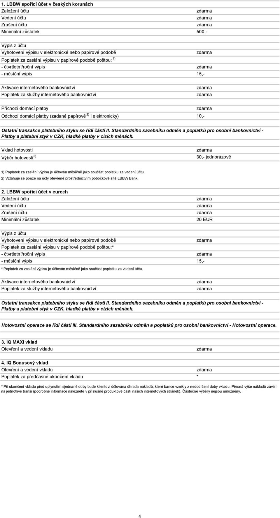(zadané papírově 2) i elektronicky) 10,- Ostatní transakce platebního styku se řídí částí II.