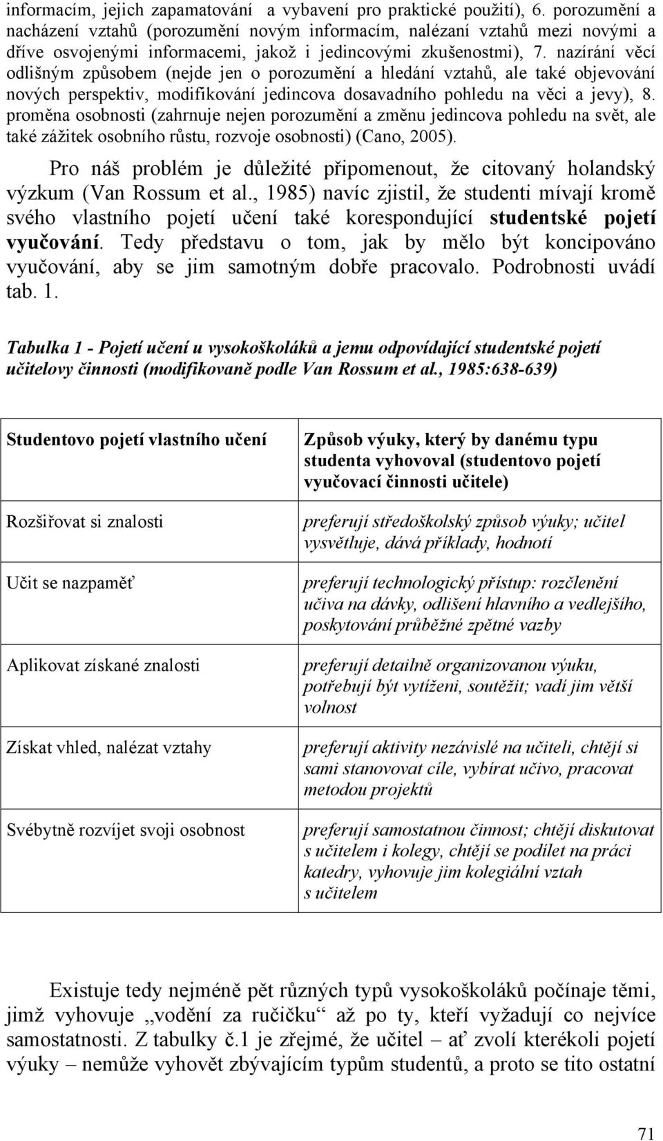 nazírání věcí odlišným způsobem (nejde jen o porozumění a hledání vztahů, ale také objevování nových perspektiv, modifikování jedincova dosavadního pohledu na věci a jevy), 8.