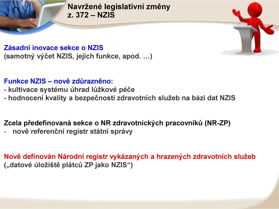 služeb na bázi dat NZIS Zcela předefinovaná sekce o NR zdravotnických pracovníků (NR-ZP) - nově referenční registr