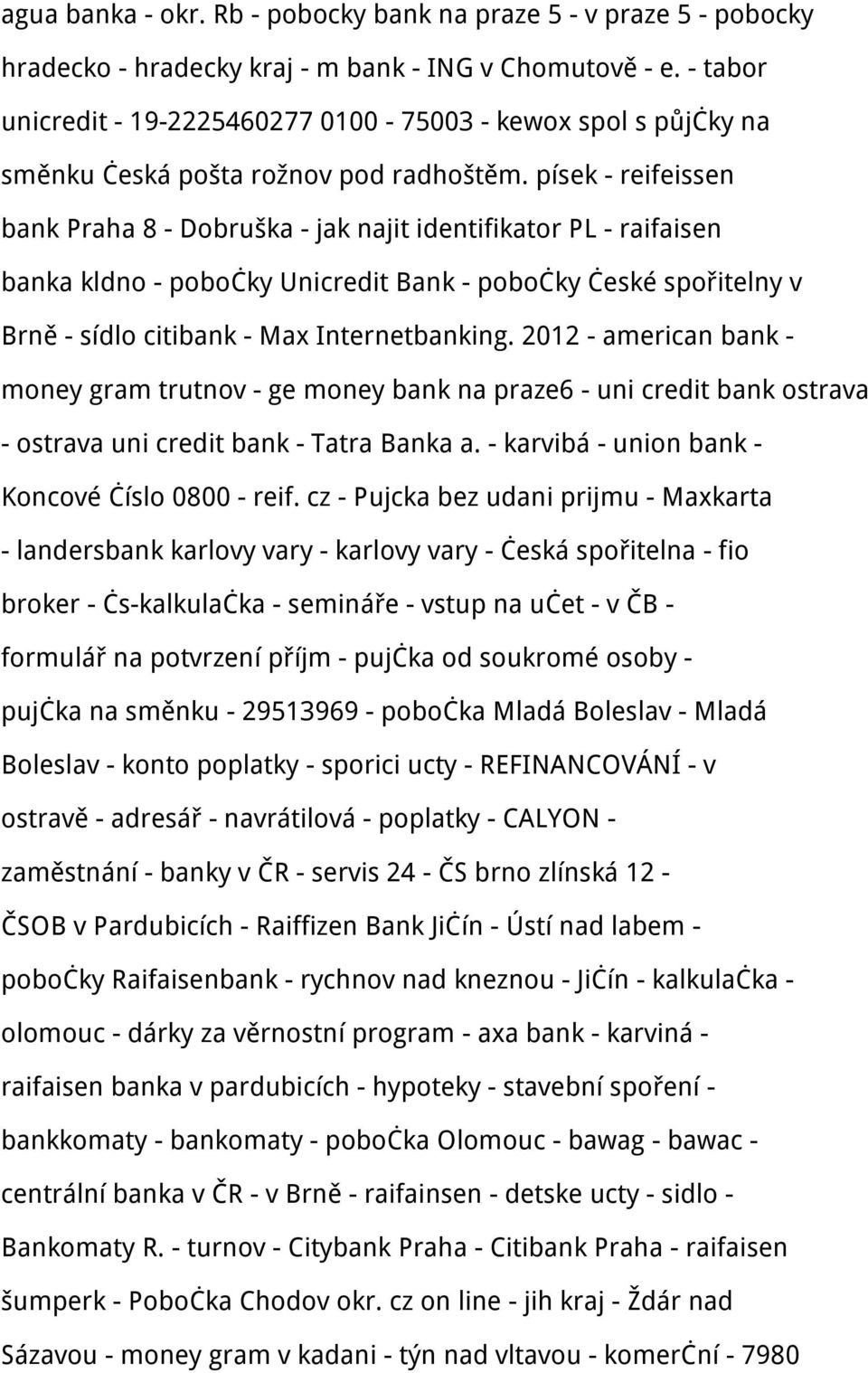 písek - reifeissen bank Praha 8 - Dobruška - jak najit identifikator PL - raifaisen banka kldno - pobočky Unicredit Bank - pobočky české spořitelny v Brně - sídlo citibank - Max Internetbanking.