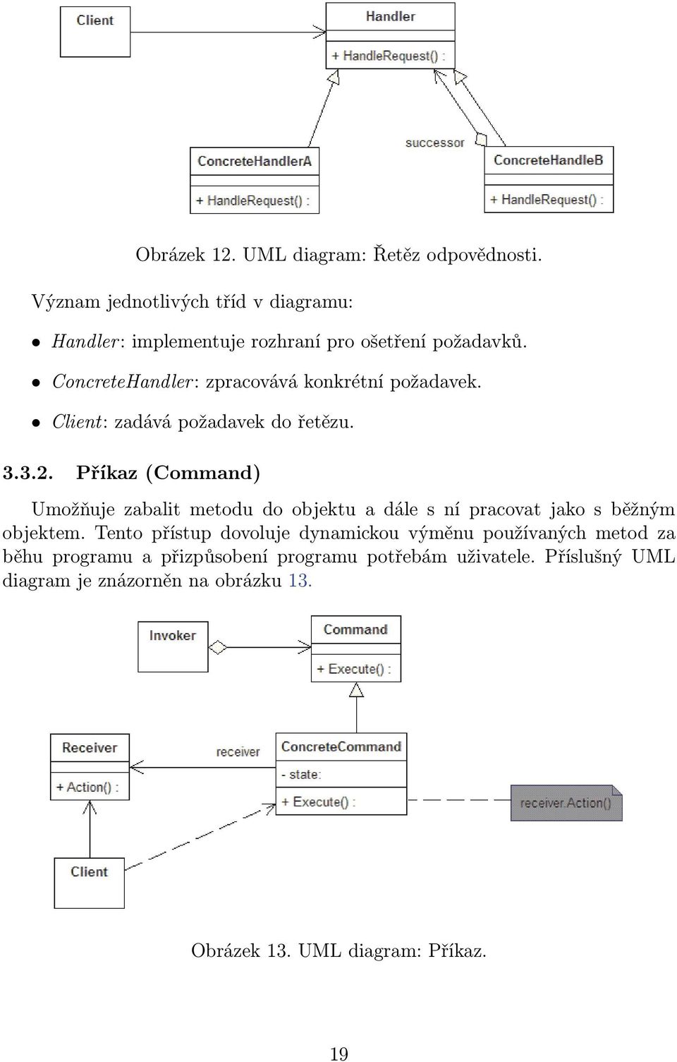 ConcreteHandler: zpracovává konkrétní požadavek. Client: zadává požadavek do řetězu. 3.3.2.