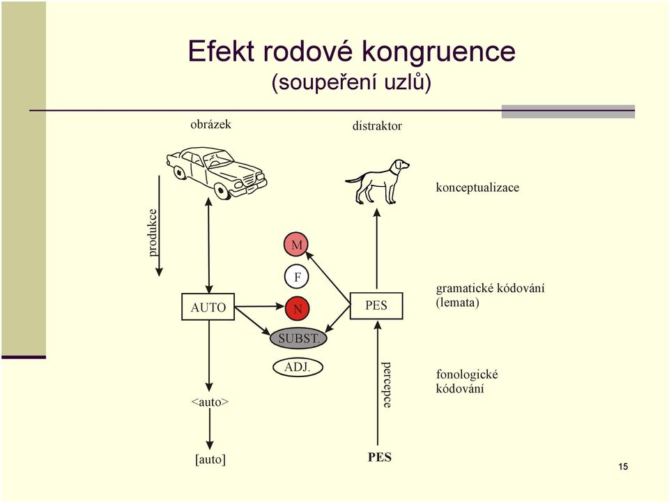 produkce M AUTO F N PES gramatické kódování