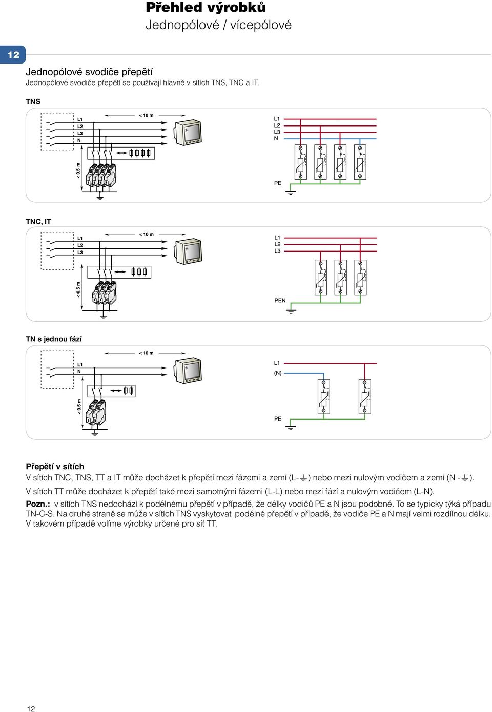 V sítích TT může docházet k přepětí také mezi samotnými fázemi (L-L) nebo mezi fází a nulovým vodičem (L-). Pozn.