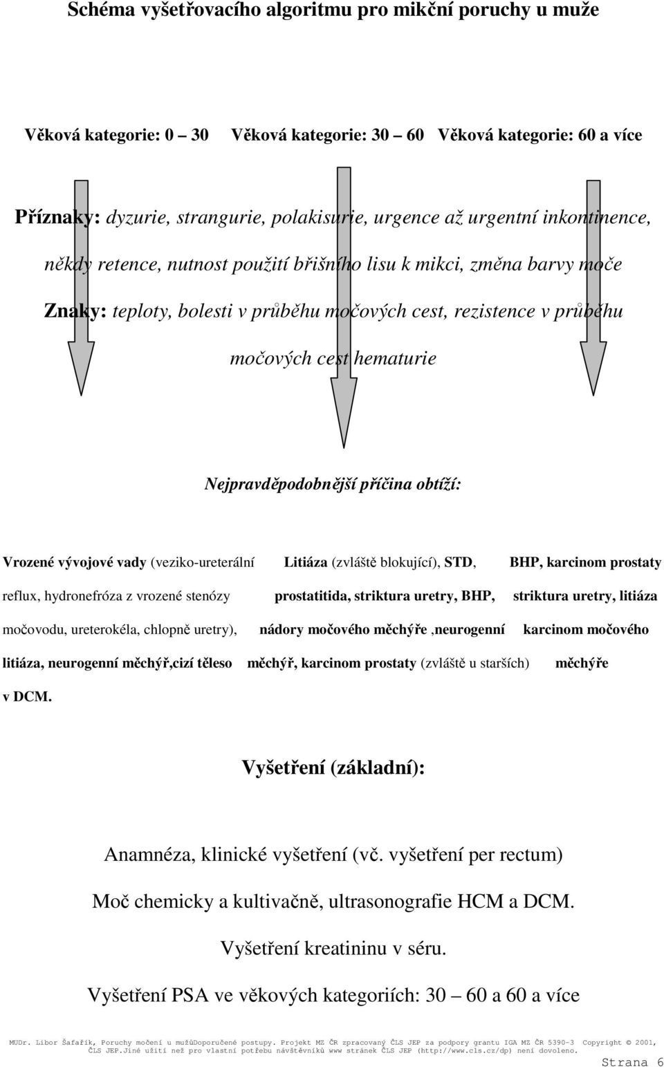 příčina obtíží: Vrozené vývojové vady (veziko-ureterální Litiáza (zvláště blokující), STD, BHP, karcinom prostaty reflux, hydronefróza z vrozené stenózy prostatitida, striktura uretry, BHP, striktura