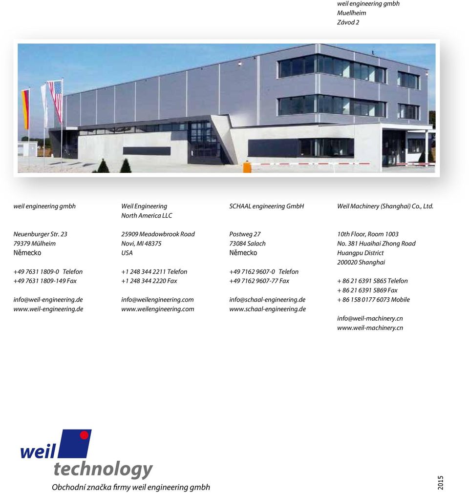 de www.weil-engineering.de 25909 Meadowbrook Road Novi, MI 48375 USA +1 248 344 2211 Telefon +1 248 344 2220 Fax info@weilengineering.