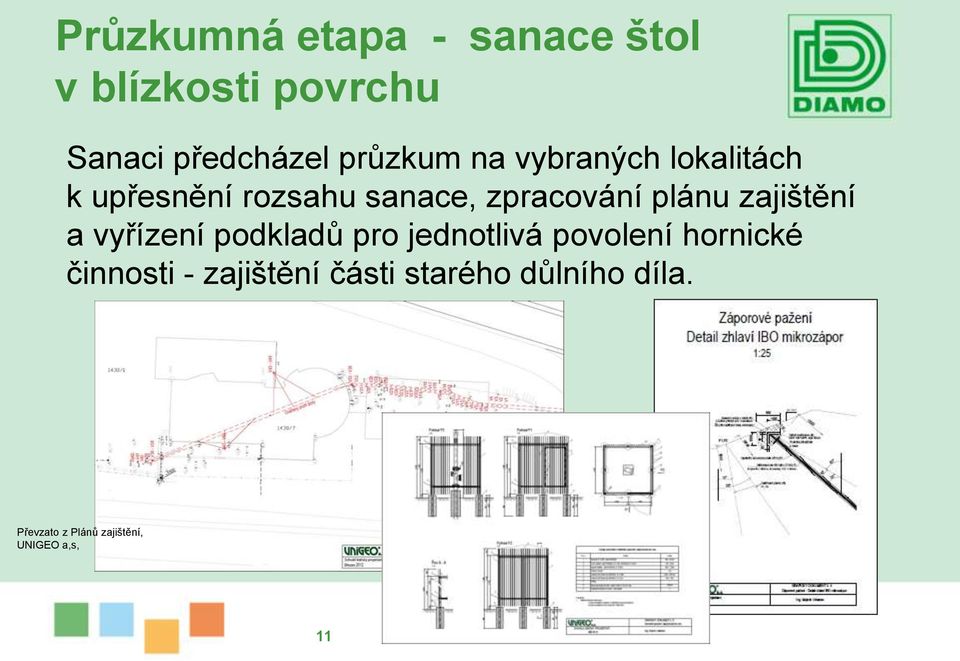 plánu zajištění a vyřízení podkladů pro jednotlivá povolení hornické