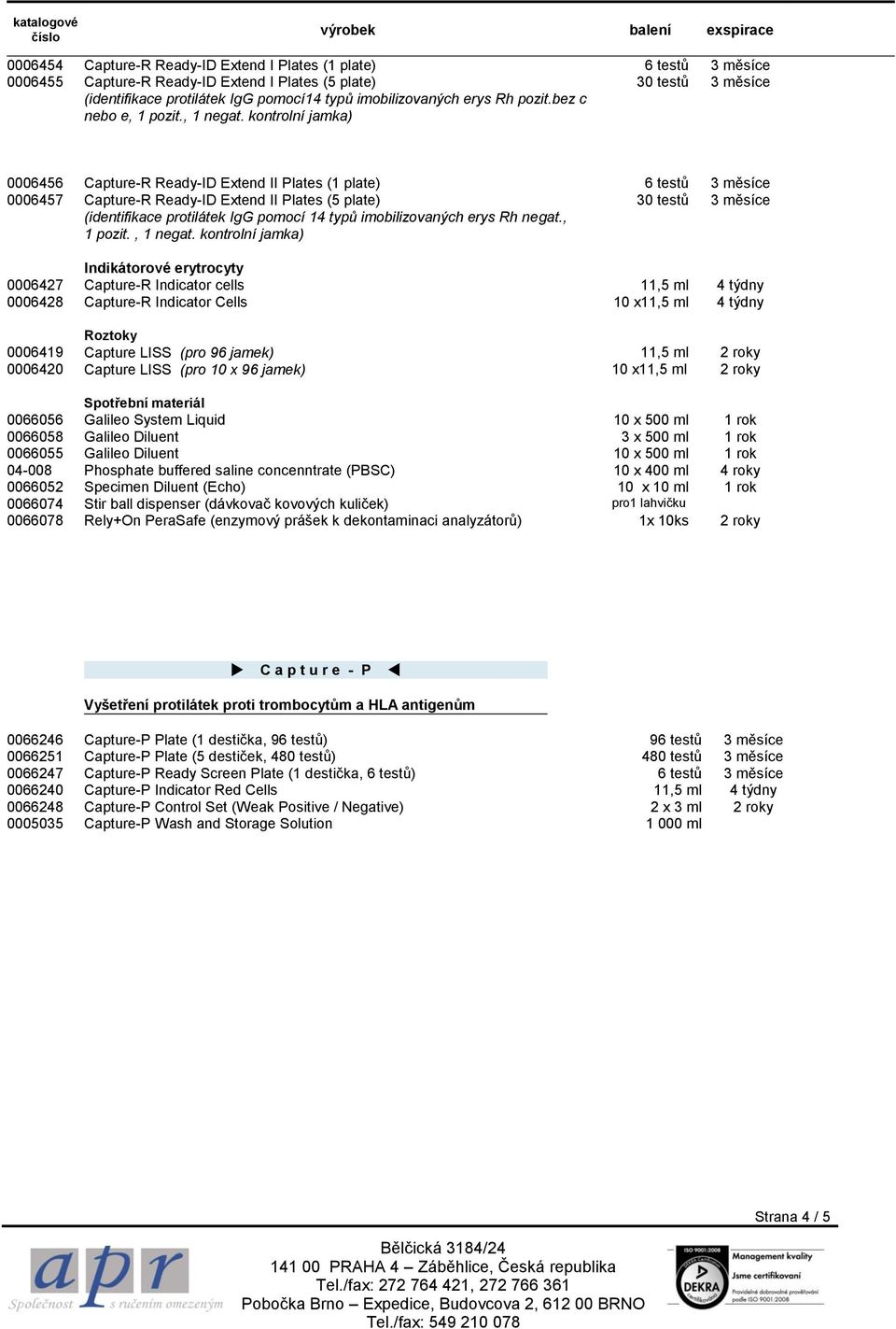 kontrolní jamka) 0006456 Capture-R Ready-ID Extend II Plates (1 plate) 6 testů 3 měsíce 0006457 Capture-R Ready-ID Extend II Plates (5 plate) 30 testů 3 měsíce (identifikace protilátek IgG pomocí 14