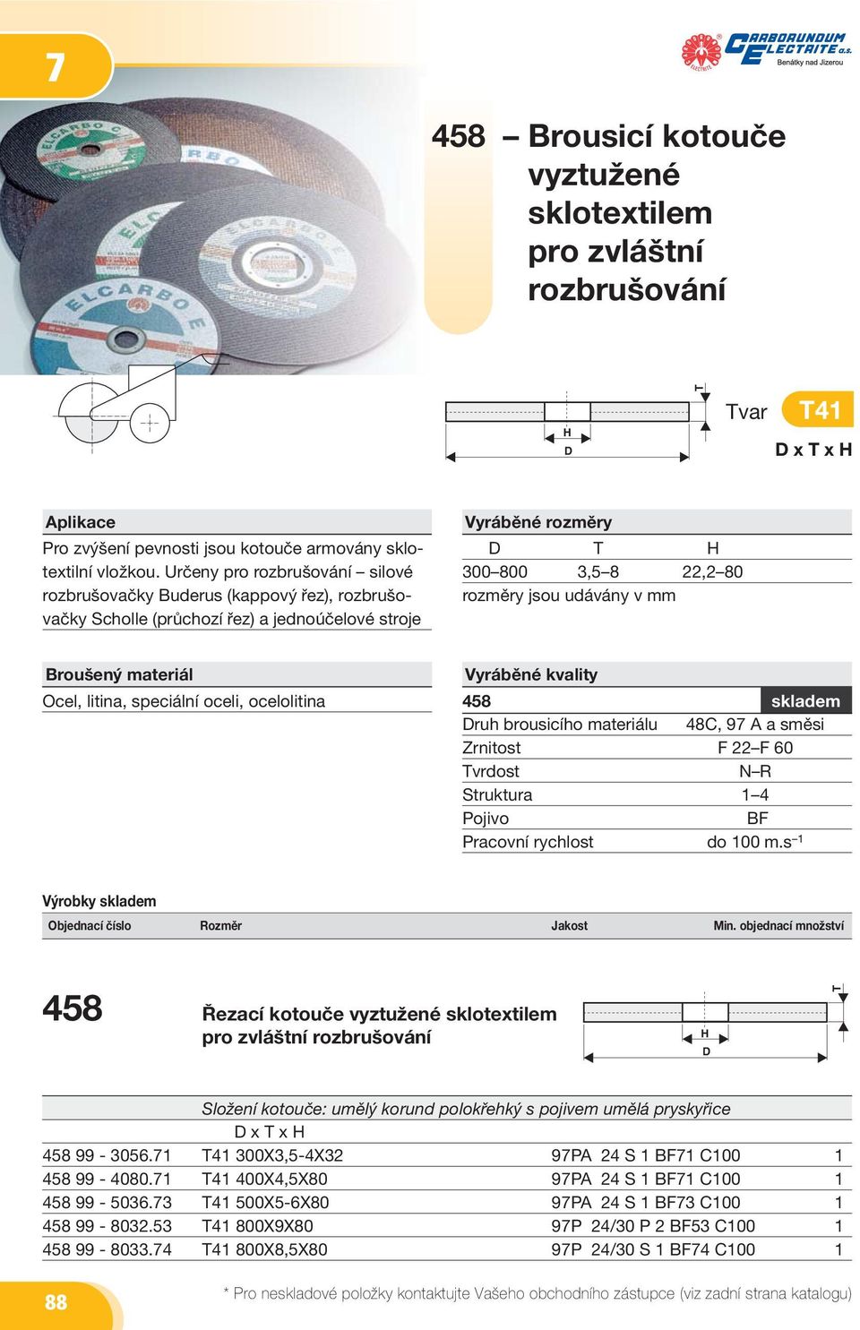 Broušený materiál Ocel, litina, speciální oceli, ocelolitina Vyráběné kvality 458 skladem Druh brousicího materiálu 48C, 97 A a směsi Zrnitost F 22 F 60 Tvrdost N R Struktura 1 4 Pojivo BF Pracovní