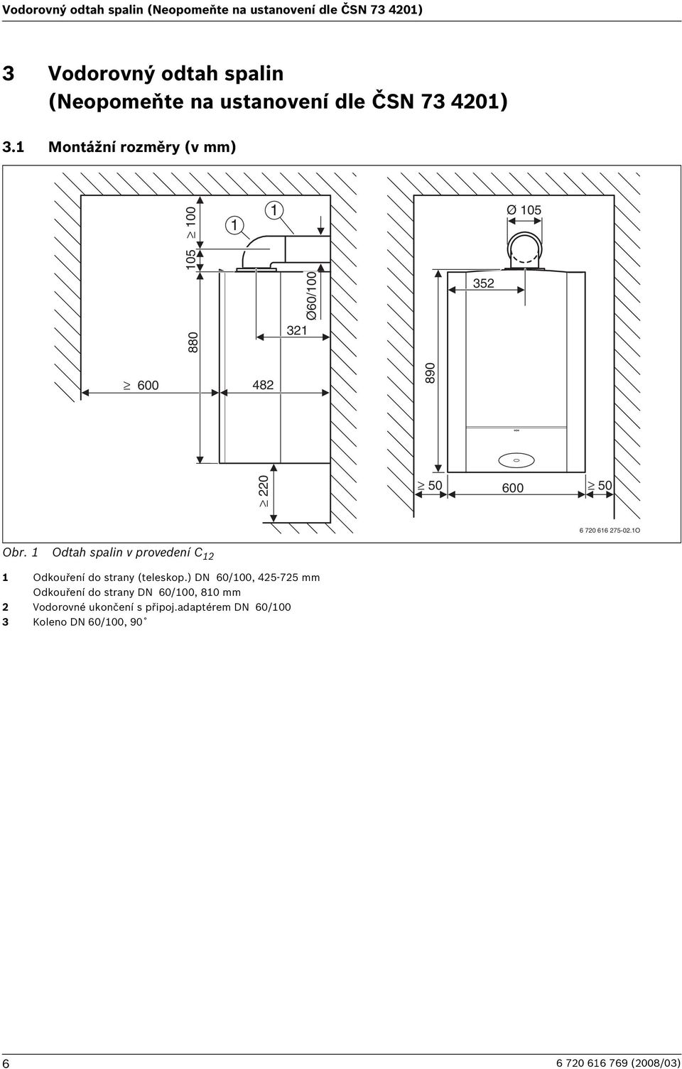 Montážní rozměry (v mm) 05 00 Ø 05 880 3 Ø60/00 35 600 48 890 0 600 6 70 66 75-0.O Obr.