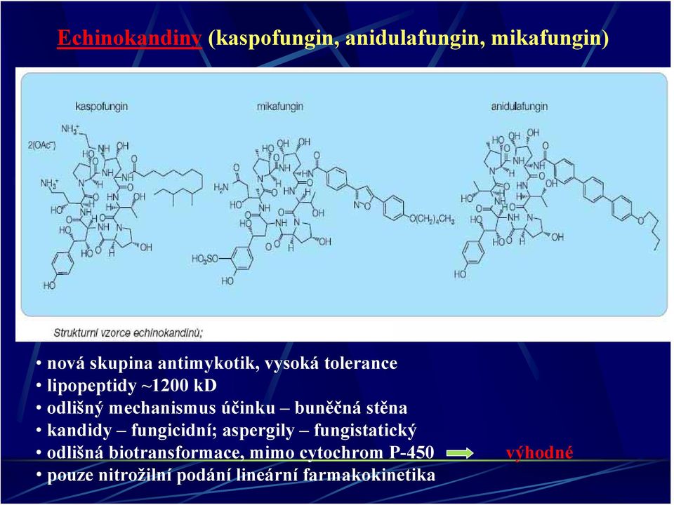 účinku buněčná stěna kandidy fungicidní; aspergily fungistatický odlišná