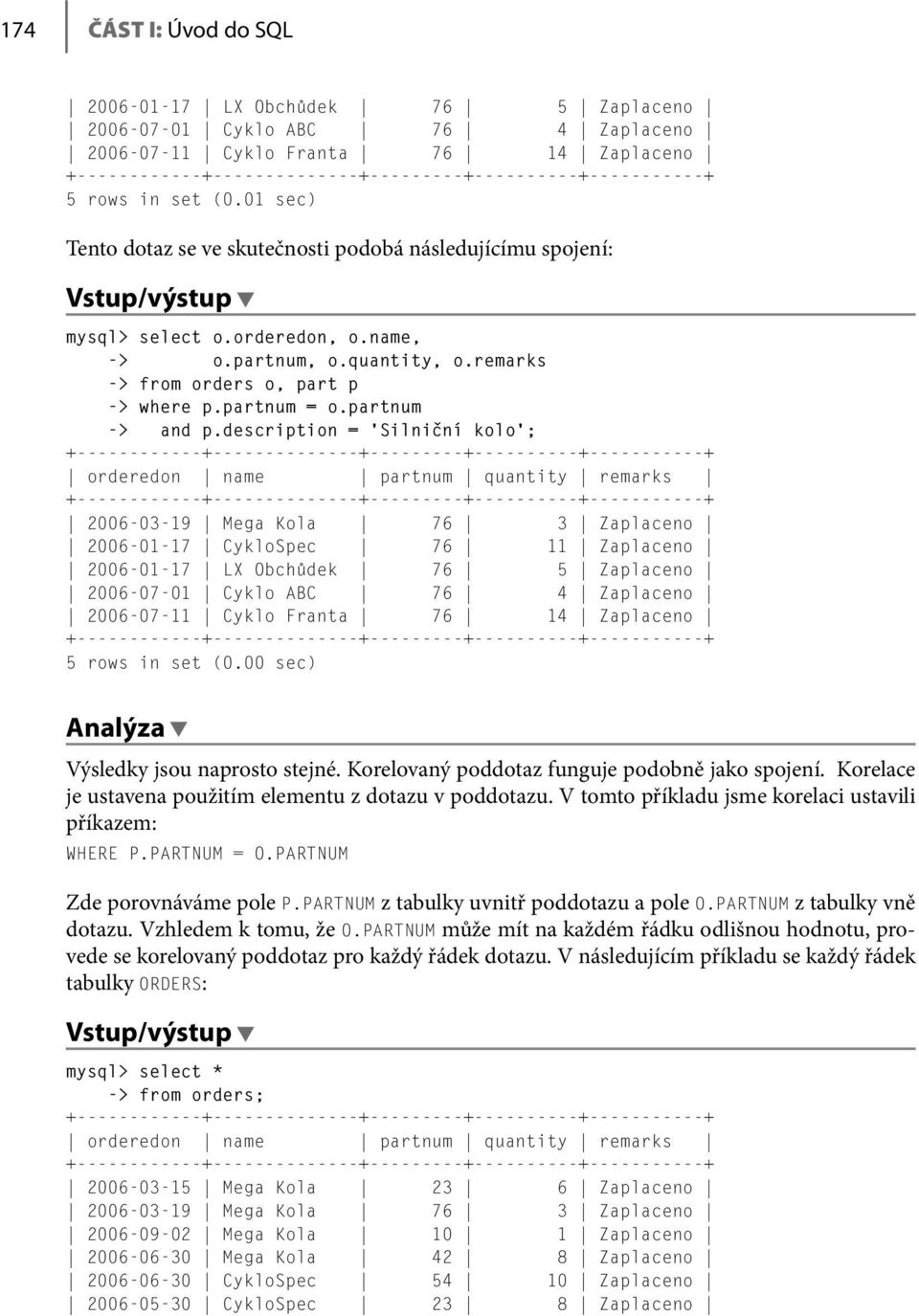 description = Silniční kolo ; orderedon name partnum quantity remarks 2006-03-19 Mega Kola 76 3 Zaplaceno 2006-01-17 CykloSpec 76 11 Zaplaceno 2006-01-17 LX Obchůdek 76 5 Zaplaceno 2006-07-01 Cyklo