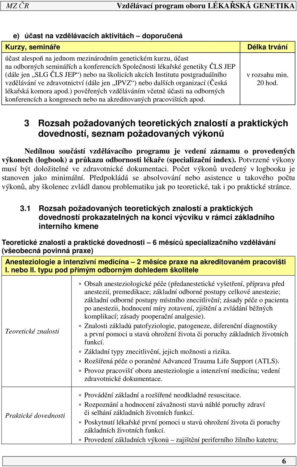 ) pověřených vzděláváním včetně účasti na odborných konferencích a kongresech nebo na akreditovaných pracovištích apod. Délka trvání v rozsahu min. 20 hod.