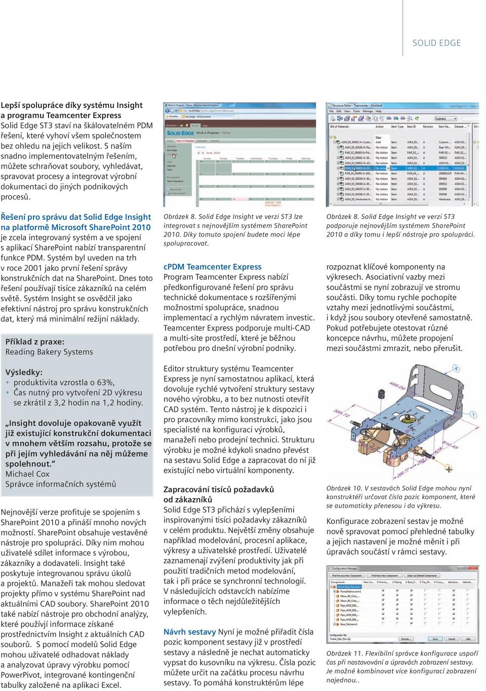 Řešení pro správu dat Solid Edge Insight na platformě Microsoft SharePoint 2010 je zcela integrovaný systém a ve spojení s aplikací SharePoint nabízí transparentní funkce PDM.