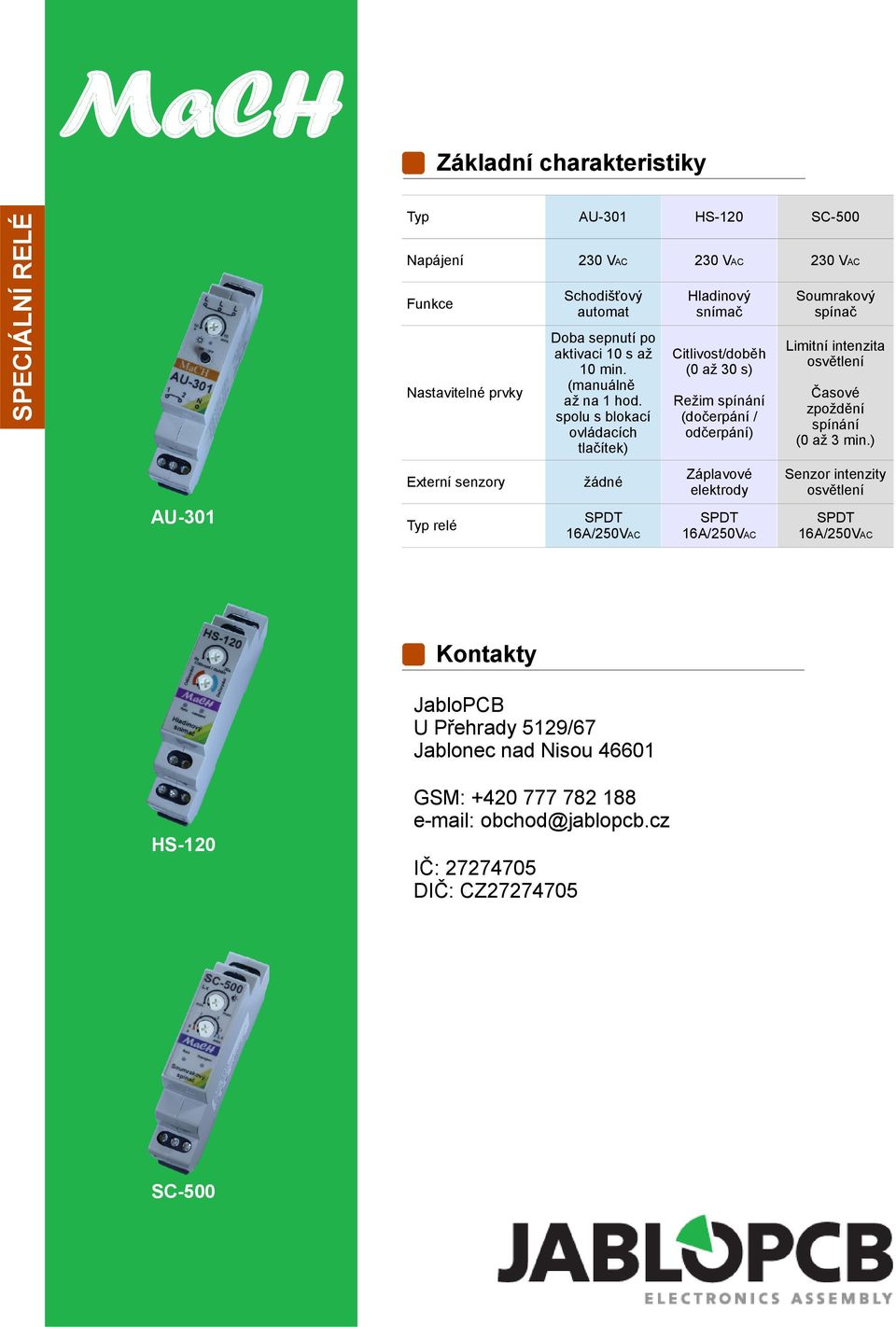 ) žádné Záplavové elektrody Senzor intenzity osvětlení Kontakty JabloPCB U Přehrady 5129/67 Jablonec nad Nisou 46601 GSM: +420 777 782 188