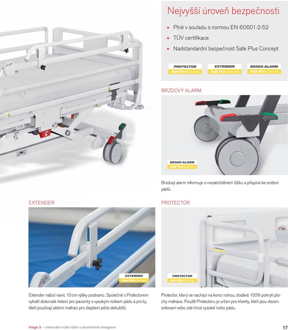 Společně s Protectorem vytváří dokonalé řešení pro pacienty s vysokým rizikem pádu a pro ty, kteří používají aktivní matraci pro zlepšení péče dekubitů.