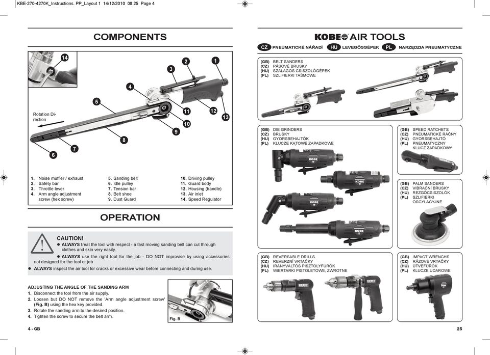 DIE GRINDERS BRUSKY GYORSBEHAjTÓK KLUCZE KĄTOWE ZAPADKOWE LEVEGŐSGÉPEK PL NARZĘDZIA PNEUMATYCZNE 4 5 11 Rotation Direction 12 13 10 9 8 (GB) (CZ) (HU) (PL) SPEED RATCHETS PNEUMATICKÉ RÁČNY