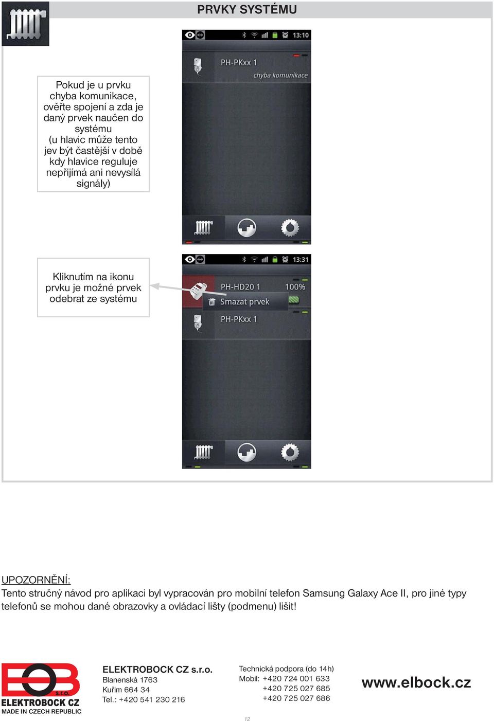 pro mobilní telefon Samsung Galaxy Ace II, pro jiné typy telefonů se mohou dané obrazovky a ovládací lišty (podmenu) lišit!