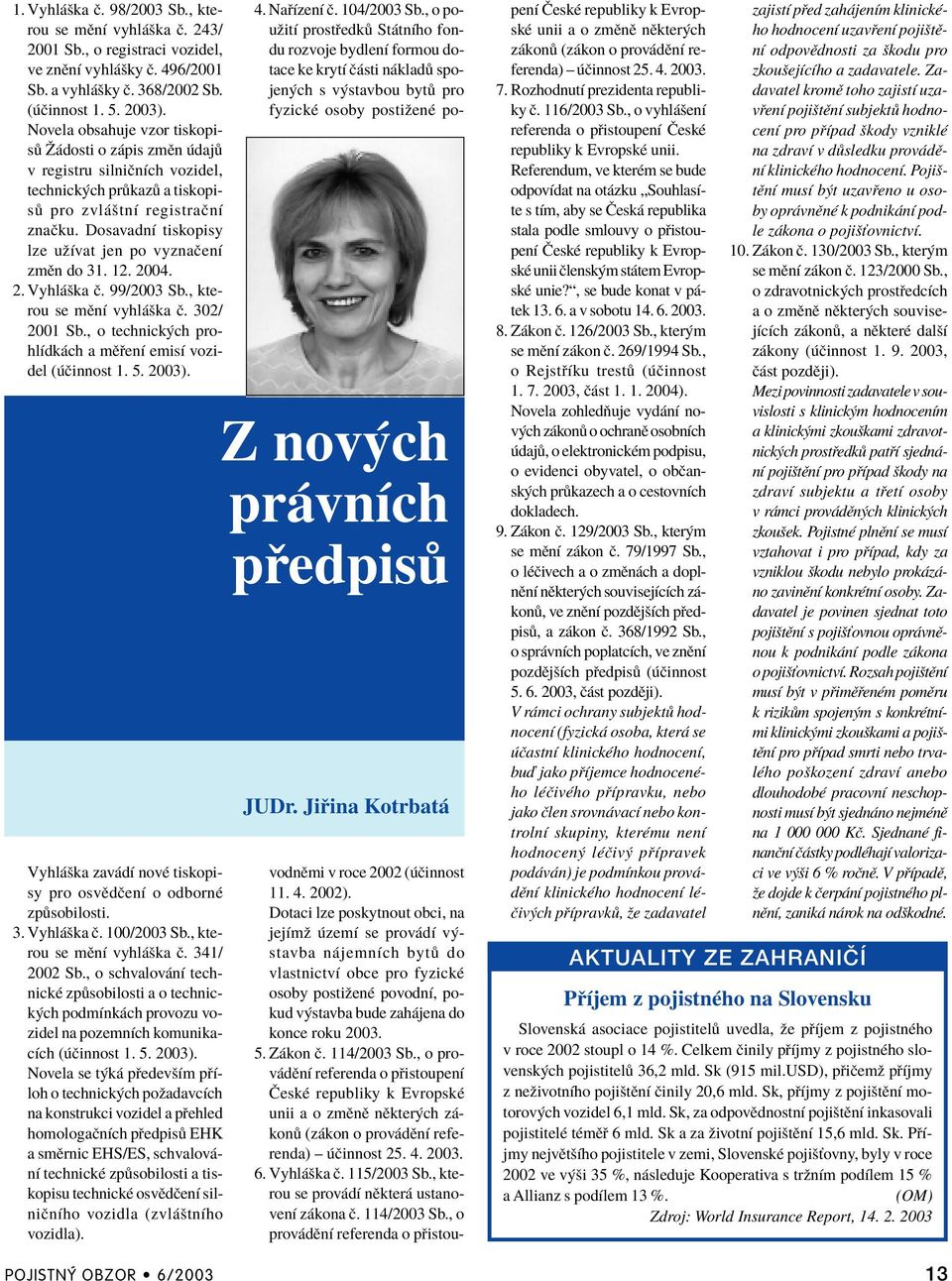 DosavadnÌ tiskopisy lze uûìvat jen po vyznaëenì zmïn do 31. 12. 2004. 2. Vyhl öka Ë. 99/2003 Sb., kterou se mïnì vyhl öka Ë. 302/ 2001 Sb.