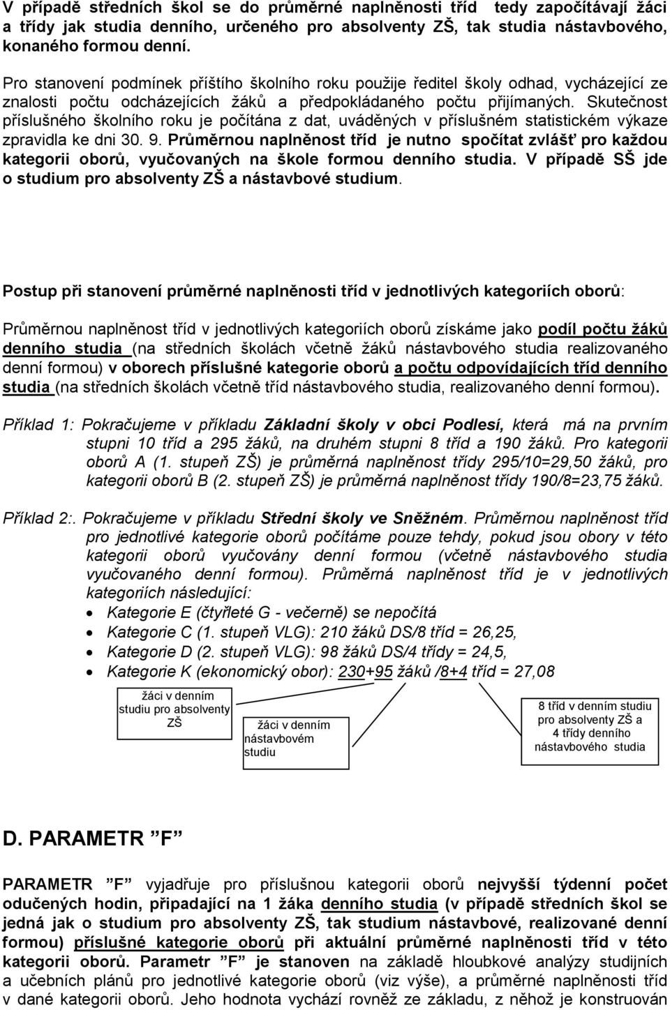 Skutečnost příslušného školního roku je počítána z dat, uváděných v příslušném statistickém výkaze zpravidla ke dni 30. 9.