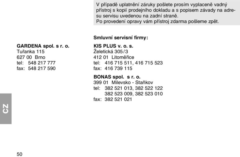 ravy vбm pшнstroj zdarma poљleme zpмt. GARDENA spol. s r. o.