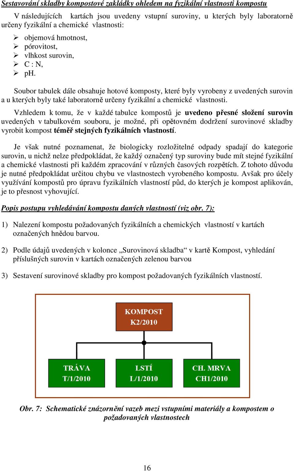 Soubor tabulek dále obsahuje hotové komposty, které byly vyrobeny z uvedených surovin a u kterých byly také laboratorně určeny fyzikální a chemické vlastnosti.