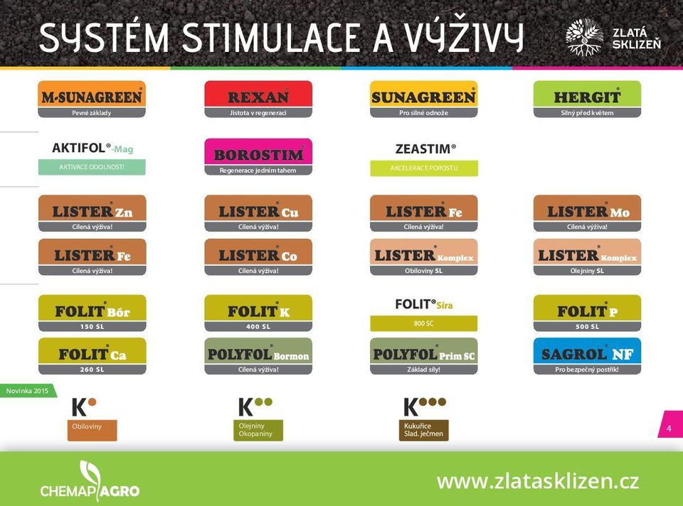 Cílená výživa! Cílená výživa! Cílená výživa! Cílená výživa! Cílená výživa! Obiloviny SL Olejniny SL 1 5 0 S L 4 0 0 S L 5 0 0 S L 2 6 0 S L Cílená výživa!