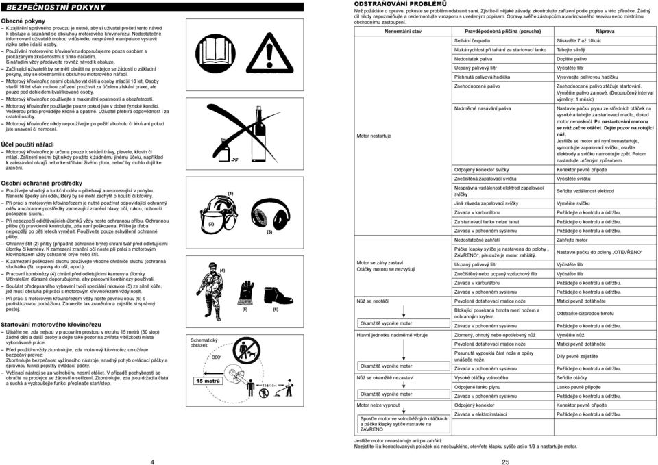 Používání motorového křovinořezu doporučujeme pouze osobám s prokázanými zkušenostmi s tímto nářadím. S nářadím vždy předávejte rovněž návod k obsluze.