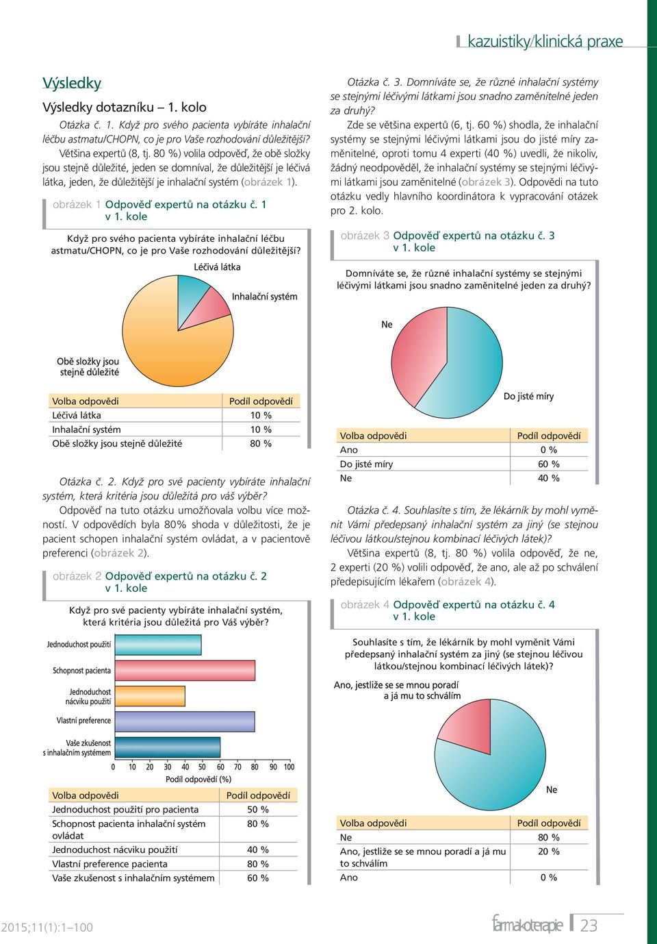 obrázek 1 Odpověď expertů na otázku č. 1 Když pro svého pacienta vybíráte inhalační léčbu astmatu/chopn, co je pro Vaše rozhodování důležitější? Otázka č. 3.