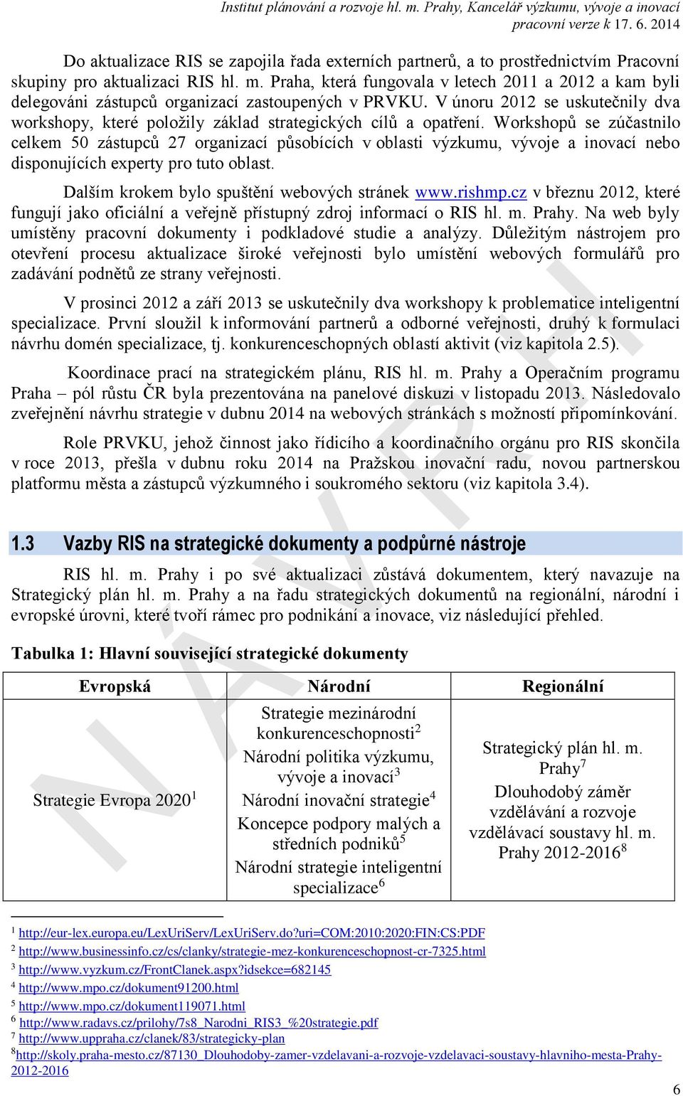 V únoru 2012 se uskutečnily dva workshopy, které položily základ strategických cílů a opatření.