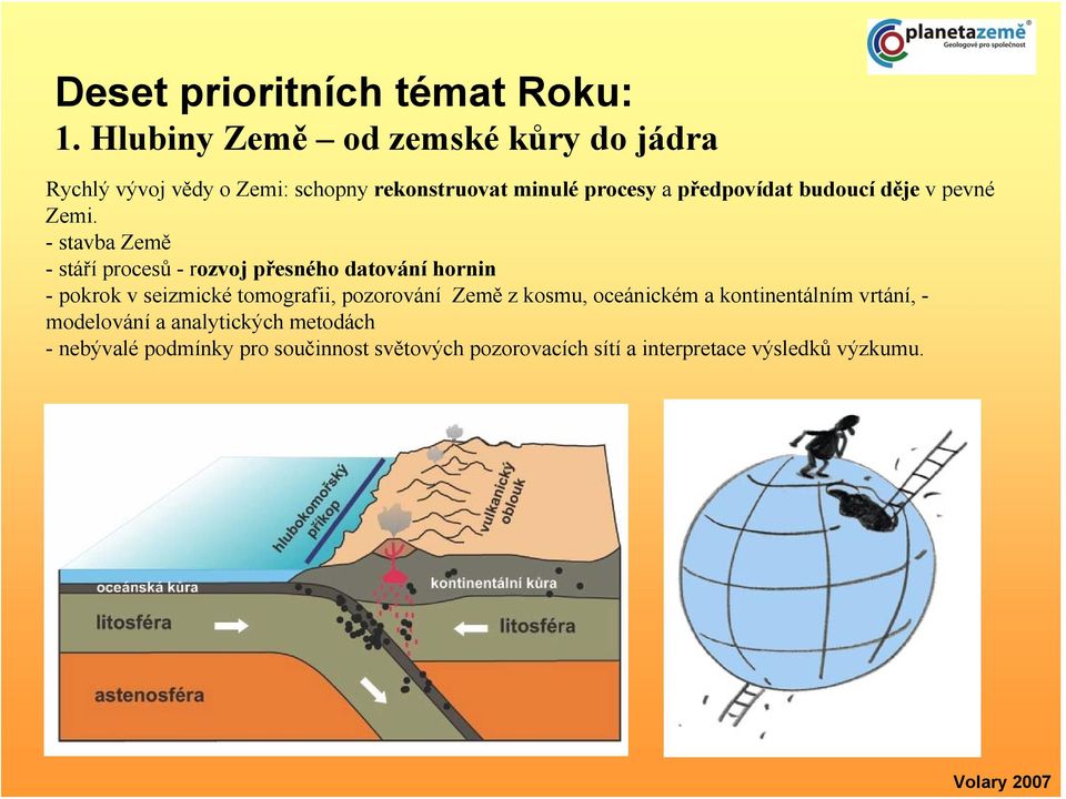 budoucí děje v pevné Zemi.