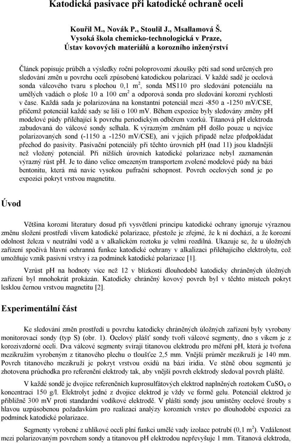 povrchu oceli zp sobené katodickou polarizací.