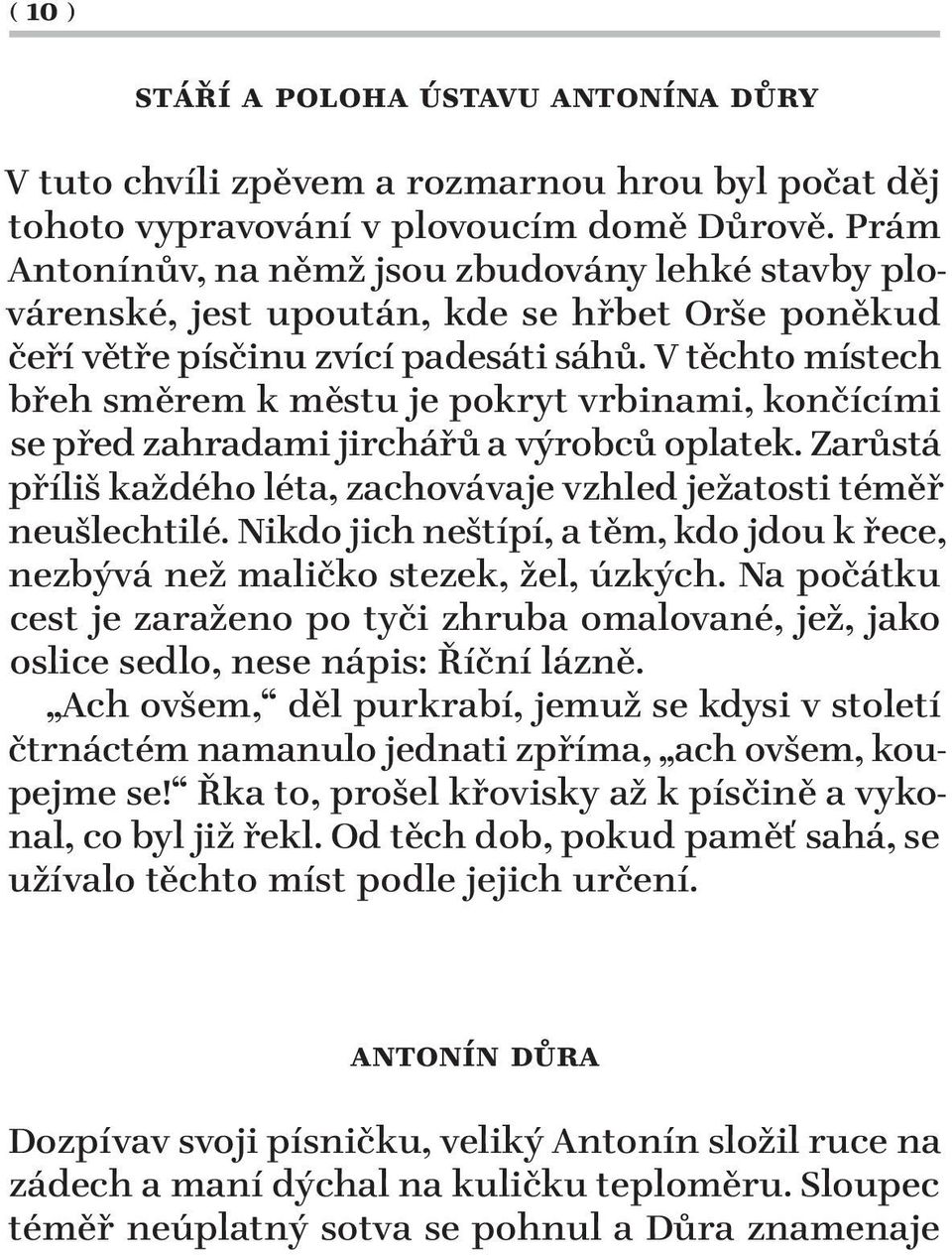 V těchto místech břeh směrem k městu je pokryt vrbinami, končícími se před zahradami jirchářů a výrobců oplatek. Zarůstá příliš každého léta, zachovávaje vzhled ježatosti téměř neušlechtilé.